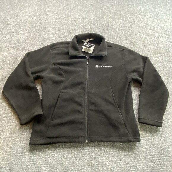 C. H. Robinson Tri-Mountain Jacket Womens Medium Black Fleece Full Zip Pockets‎ - Picture 1 of 10